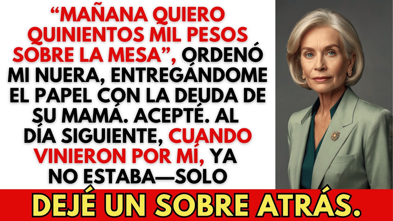 Mi Nuera Me Obligó a Pagar 500 Mil Pesos de Deuda que Debía Su Madre. Al Volver Solo Quedaba un Sobr