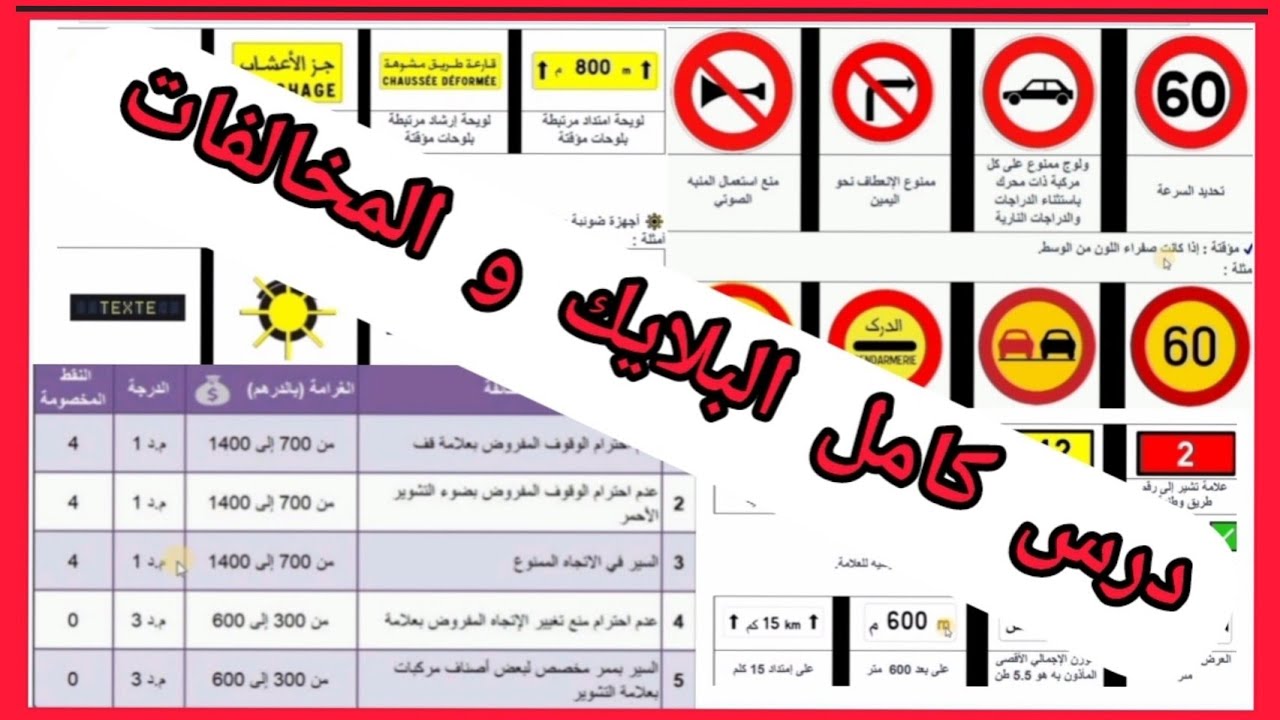 تعليم السياقة بالمغرب منصة perminou اول محور فرعي التشوير العمودي في محور الطريق