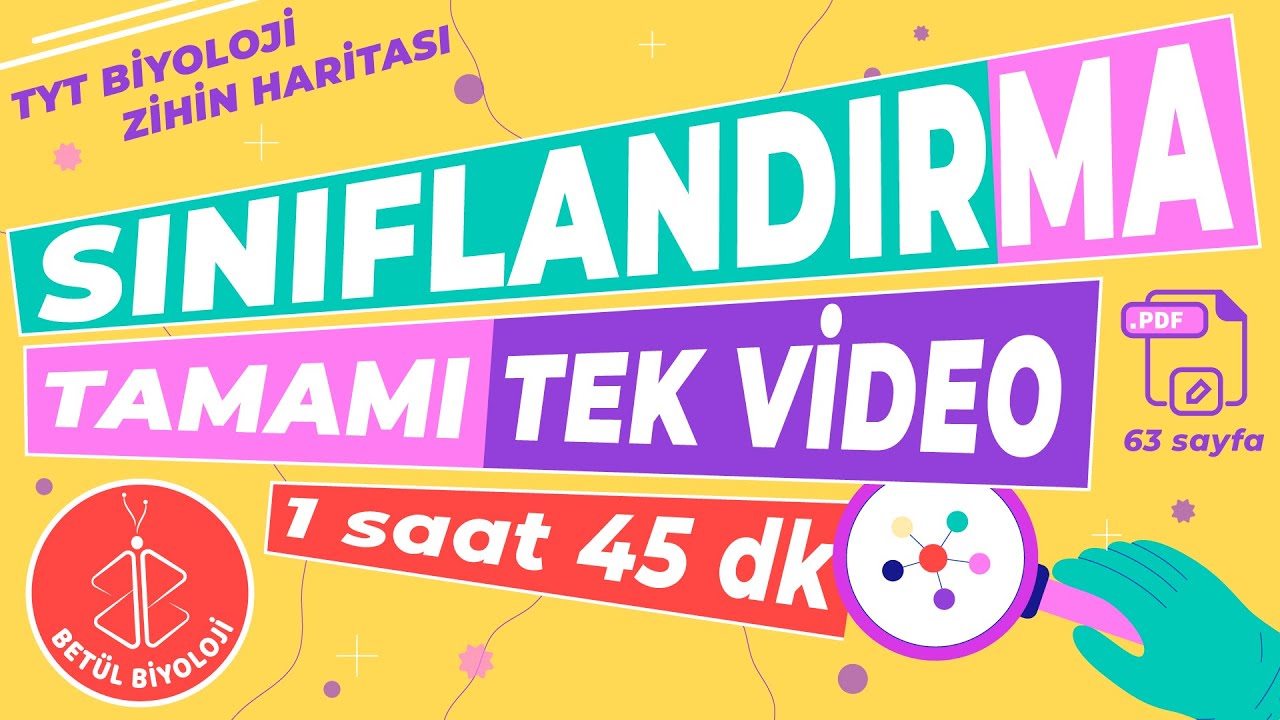 Sınıflandırma Tekrar | TAMAMI TEK VİDEO + PDF (63 sayfa özel notlar) | TYT Biyoloji Konu Anlatımı