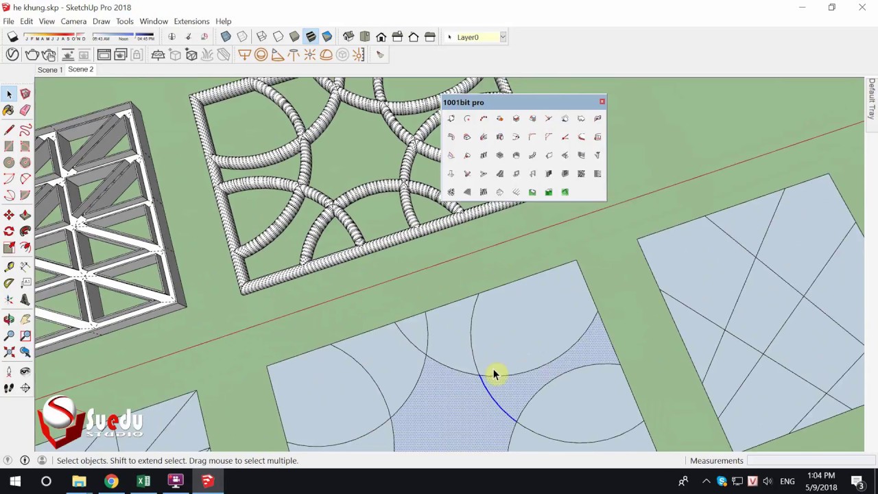 Plugin for Sketchup - 1001bit -Tạo hệ khung có tiết tiện bất kỳ từ mặt phẳng chia lưới