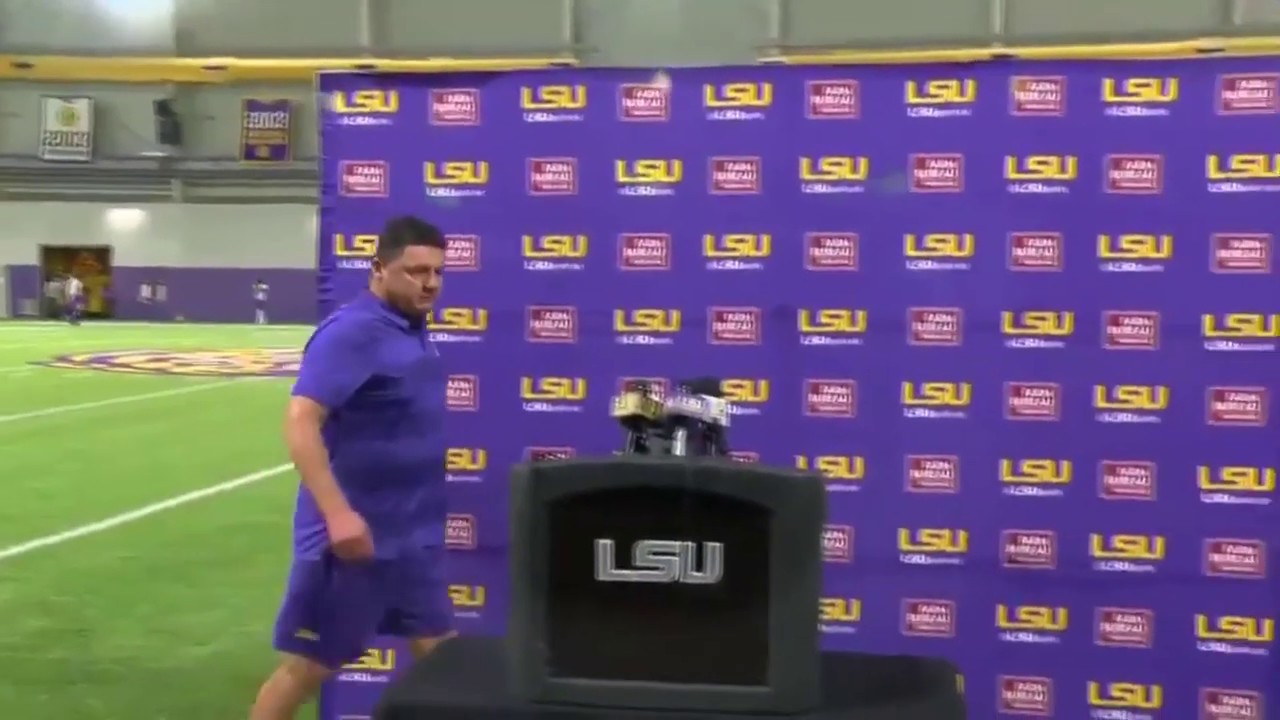 Ed Orgeron Press Conference Interruption | LSU Football