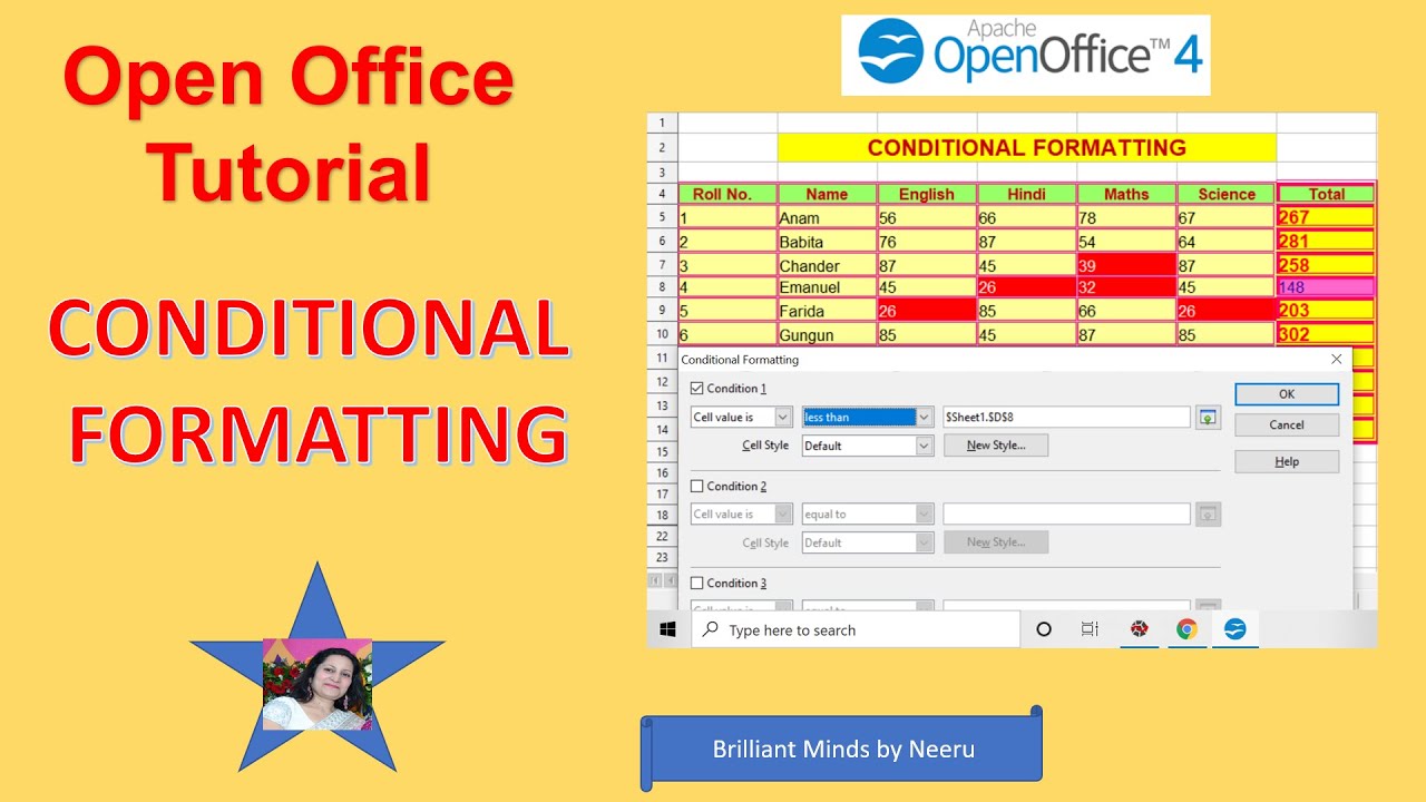 CONDITIONAL FORMATTING-Conditional Formatting in OPEN OFFICE Class X Code 402