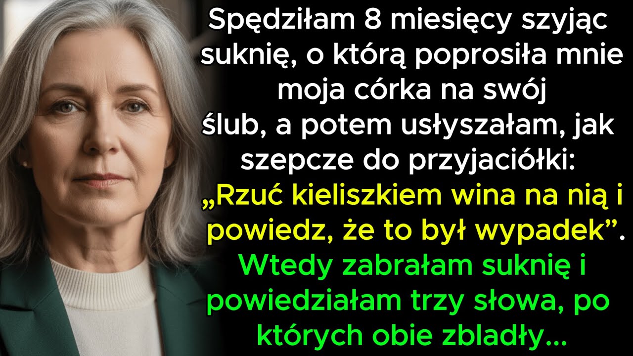 Po miesiącach szycia jej sukni usłyszałam, jak mówi: „Rzuć kieliszkiem wina na nią i powiedz, że to