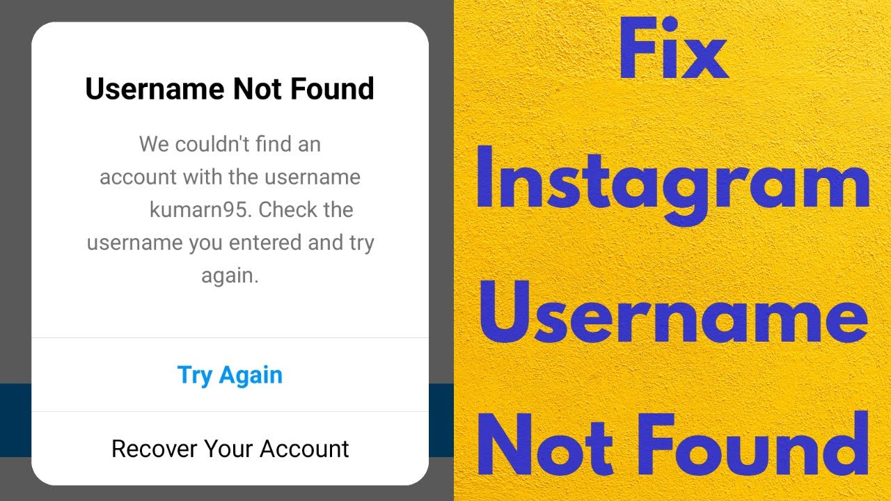 Fix instagram username not found we couldn't find an account with the username | not available