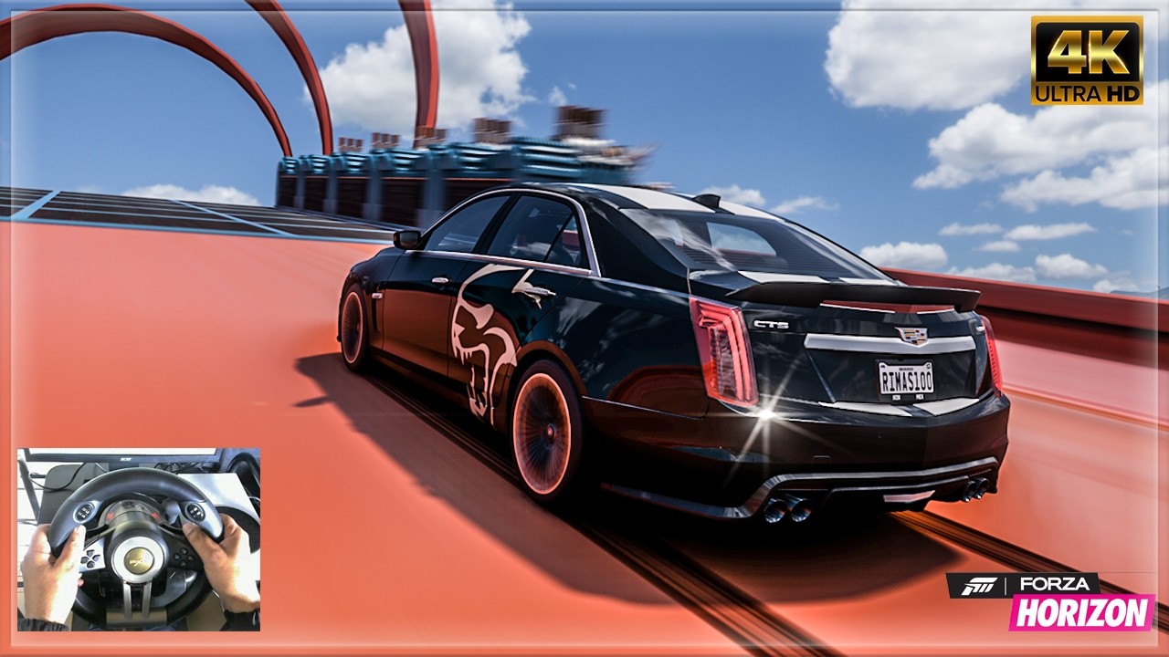Cadillac CTS-V Sedan - Hot Wheels Race - Forza Horizon 5 | Steering Wheel Gameplay