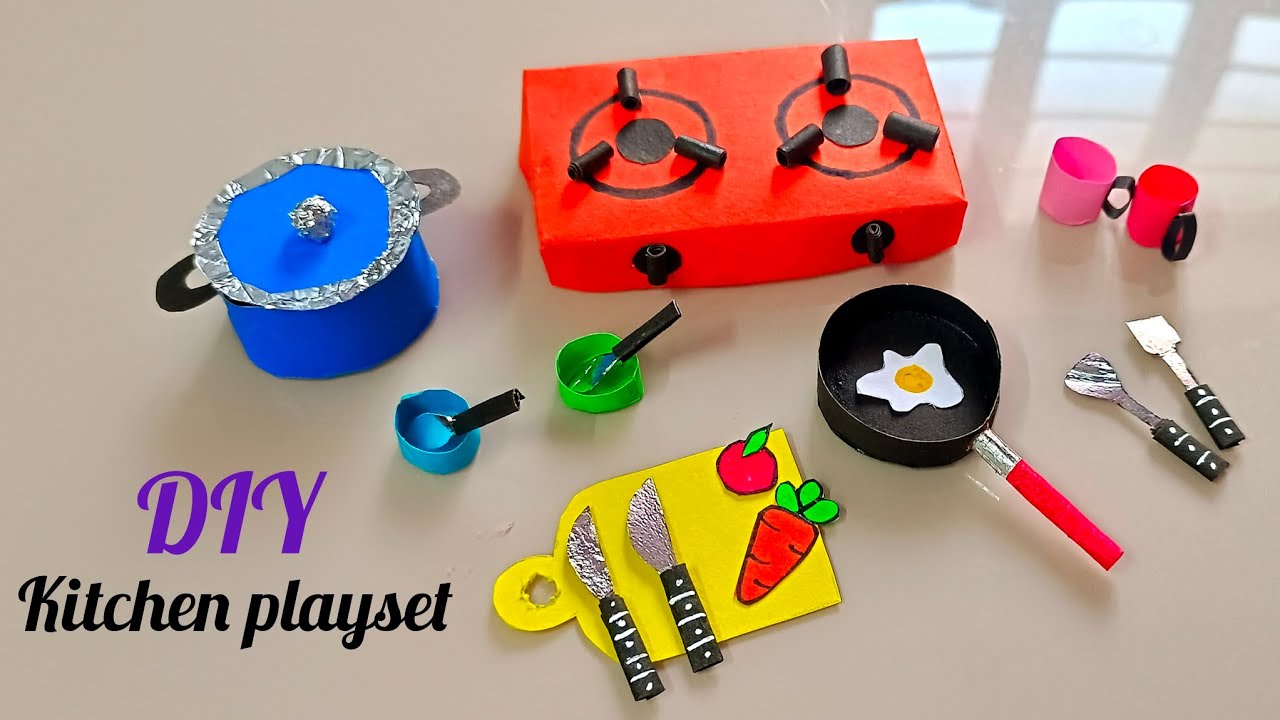 DIY Paper Kitchen Set | How to make toy Kitchen set | Homemade toy kitchen set