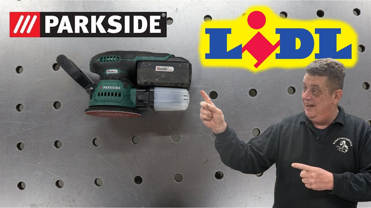 De Parkside Accu-excenterschuurmachine op 20 volt zonder accu hoe doet die het.