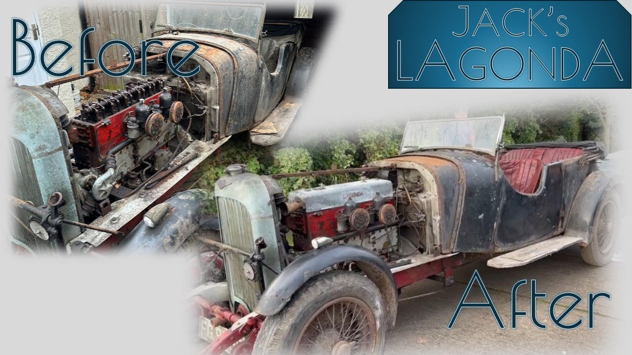 002 Jack’s vintage pre war 3 litre Lagonda car restoration.  Freeing the wheels and a good clean up