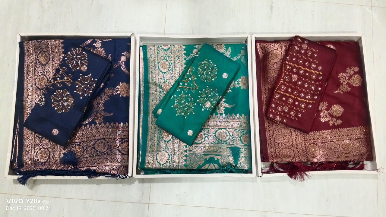Most Viral Zari Banarsi Saree🥻 In 3 Awesome👌Colour| Super Silk Fabric 🥰|Lovely Blouse Piece🥰❣️|