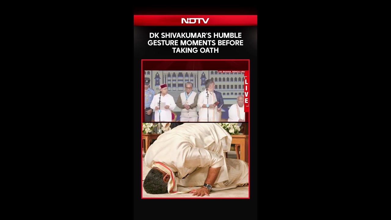 DK Shivakumar's Humble Gesture on Stage Moments Before Taking Oath