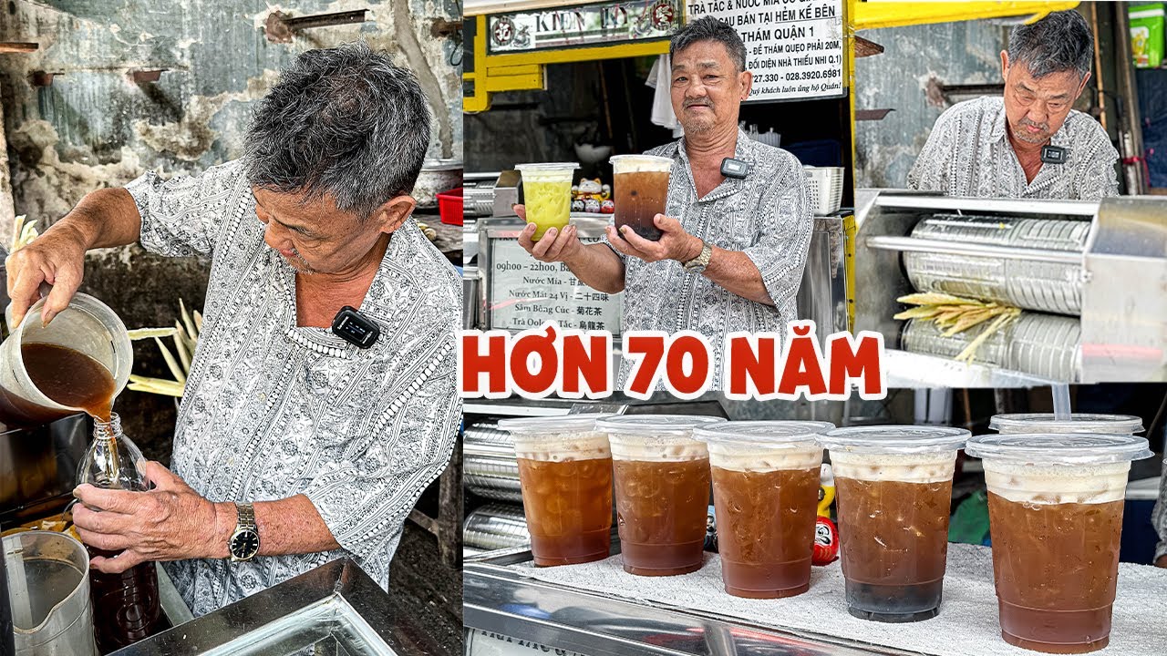 Lâu đời nhất Sài Gòn xe Nước Mía, Trà Olong Tắc người Hoa Gia Truyền 3 đời, cũ kỹ mà ngon lắm