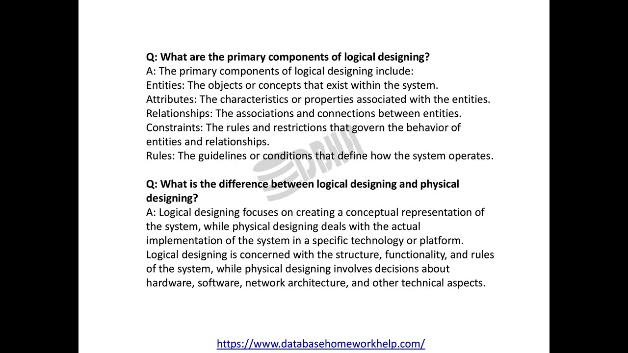 Database Homework Help