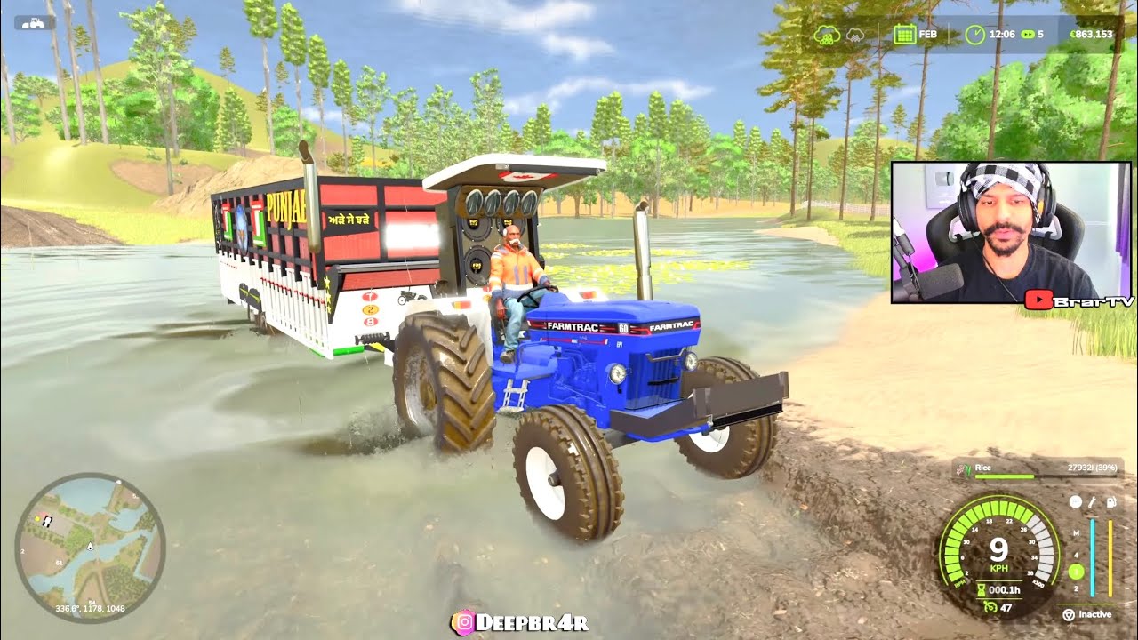 Farmtrac 60 против 28-футовой Траллы | Сбор урожая | FS25 х БрарТВ