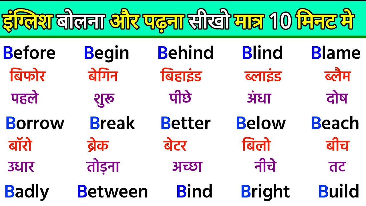 अंग्रेजी सीखो मात्र 10 मिनट मे | English padhn kaise sikhe | English word | How to read English