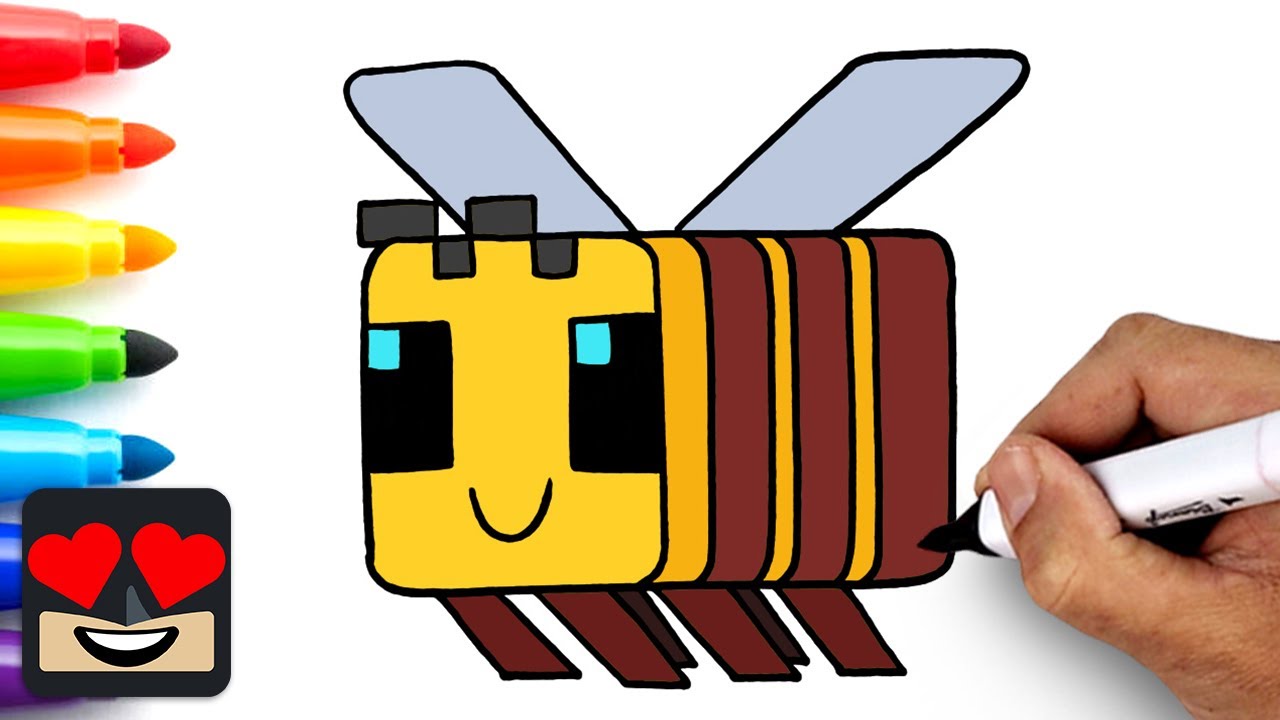 How To Draw Minecraft Bee | Step by Step Art Lesson for Beginners