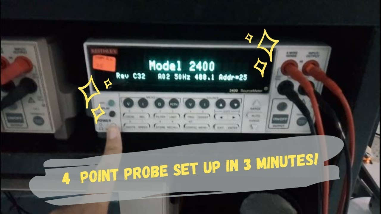 learn how to set up a 4 point probe meter in 3 MINUTES, Keithley 2400 model, electronics