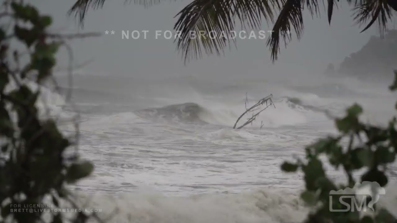 09-18-2022 Maunabo, Puerto Rico - Fiona Lashes Coastline - Wind Damage - Waves