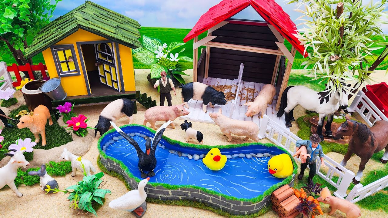 49 Minutes Satisfying Build a Cow, Pig, Chicken Farm Diorama | Barnyard for Animals | Cattle Farm