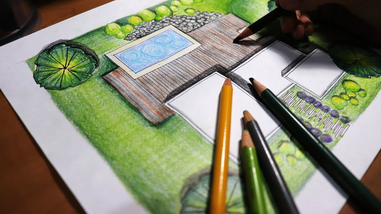 Planta arquitectónica a mano alzada | Lapices de colores
