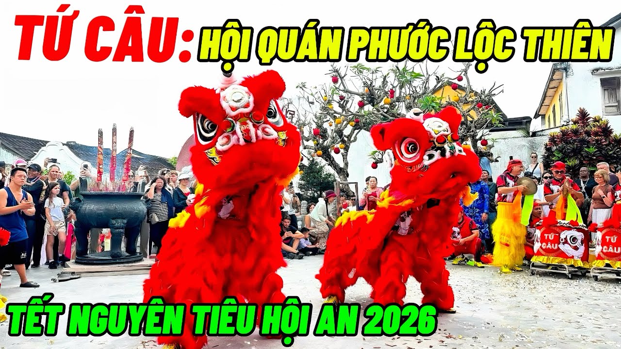TỨ CÂU:MÚA LÂN SIÊU ĐẸP-TẾT NGUYỄN TIÊU HỘI AN 2026-HỘI QUÁN PHỨƠC LỘC THIÊN(#376)