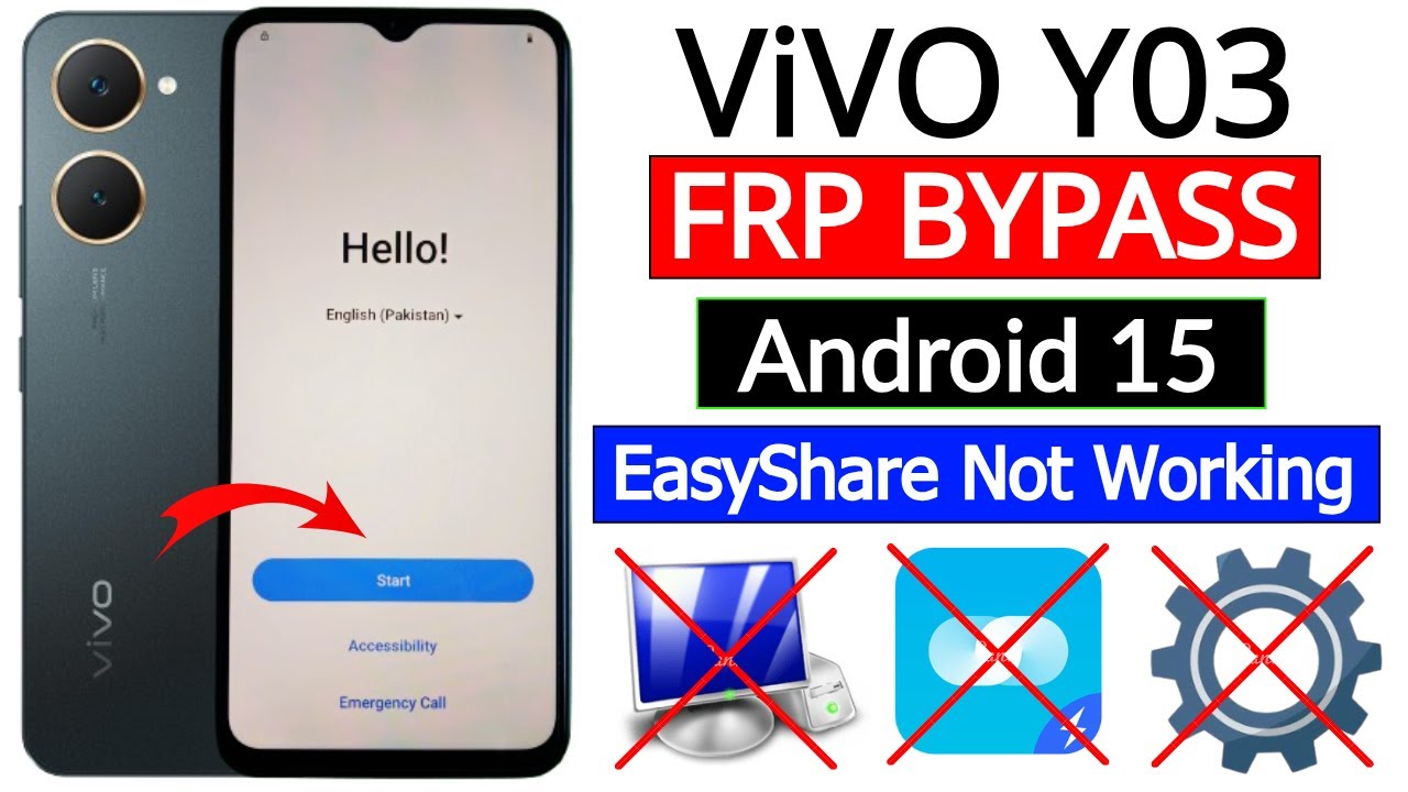 Vivo Y03 (V2332) Frp Bypass Android 15 | EasyShare App Not Working | Settings Not Open | Without PC