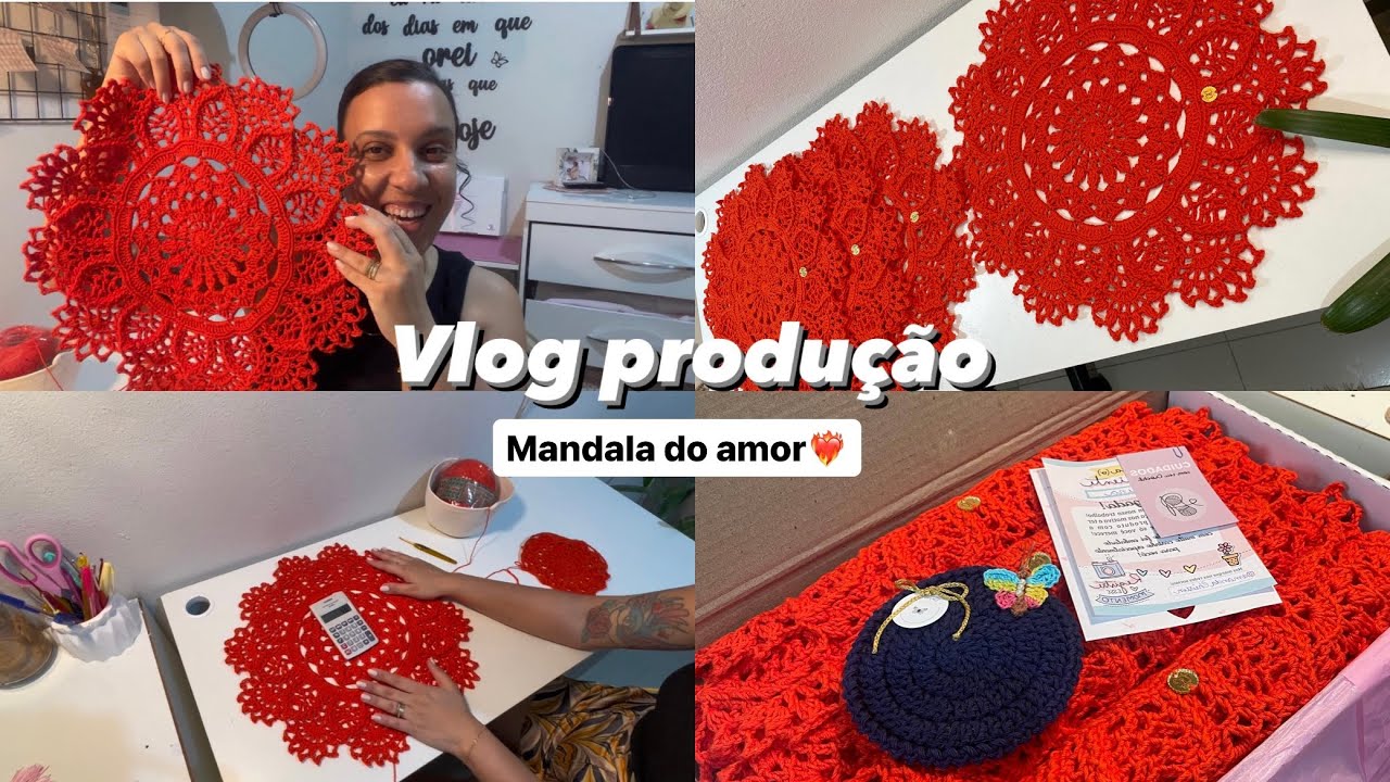TUDO SOBRE O AMERICANO MANDALA DO AMOR 🧡 #vlogdeproducao #croche #mesaposta #sousplatdecroche