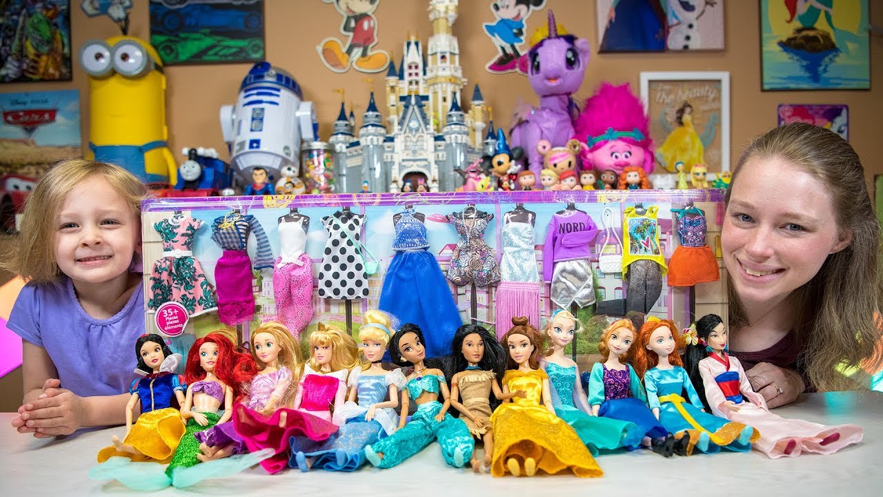 Disney Princess Dolls Dress Up Party Barbie Toys for Girls Surprise Eggs Blind Bags Kinder Playtime