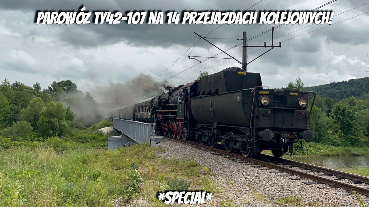 [SPECJAL] Parowóz TY42-107 na 14 przejazdach kolejowych | Polish Raiload Crossing