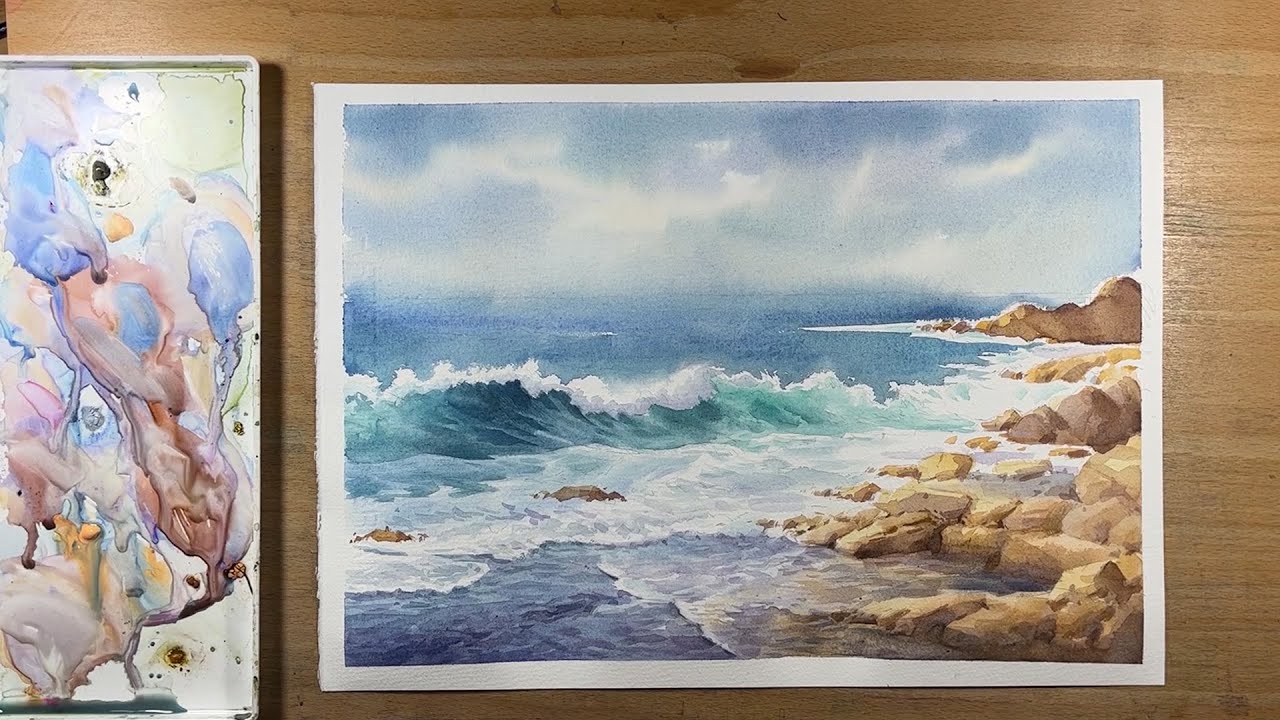 Easy way to paint a seascape in watercolor
