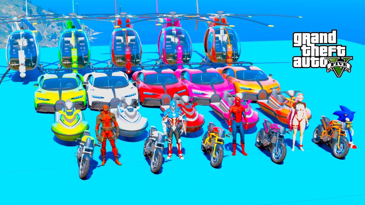 GTA V Crazy Car Racing Stunt Map Challenge By Monster Trucks Planes and Boats