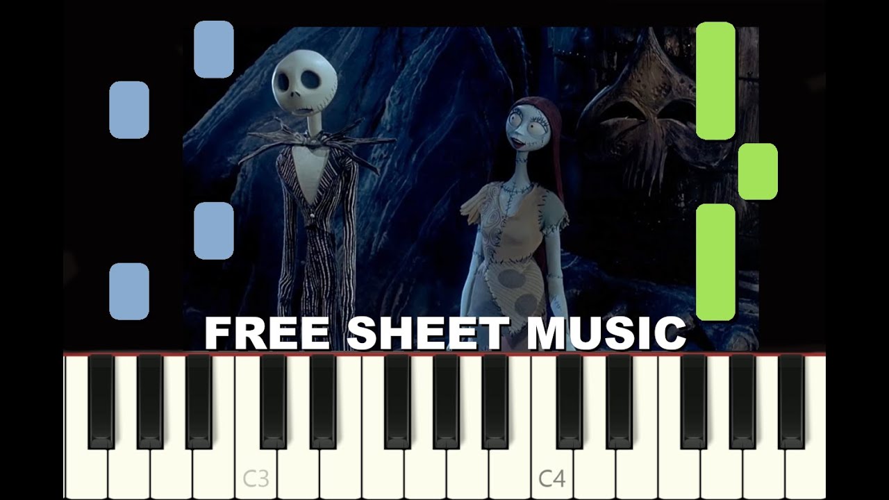 SALLY'S SONG from The Nightmare Before Christmas, Piano tutorial with free Sheet Music (pdf)
