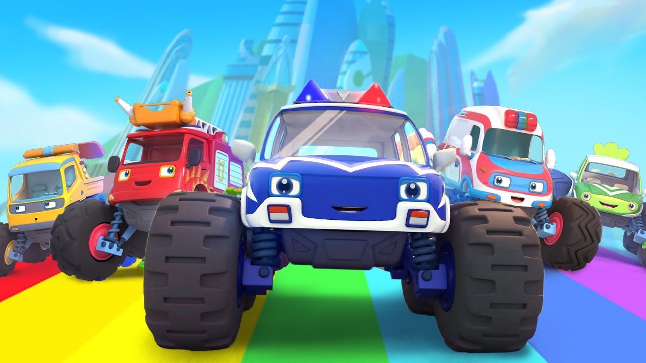 Five Monster Trucks Go on a Mission | Vehicles Song | Kids Songs | BabyBus - Cars World