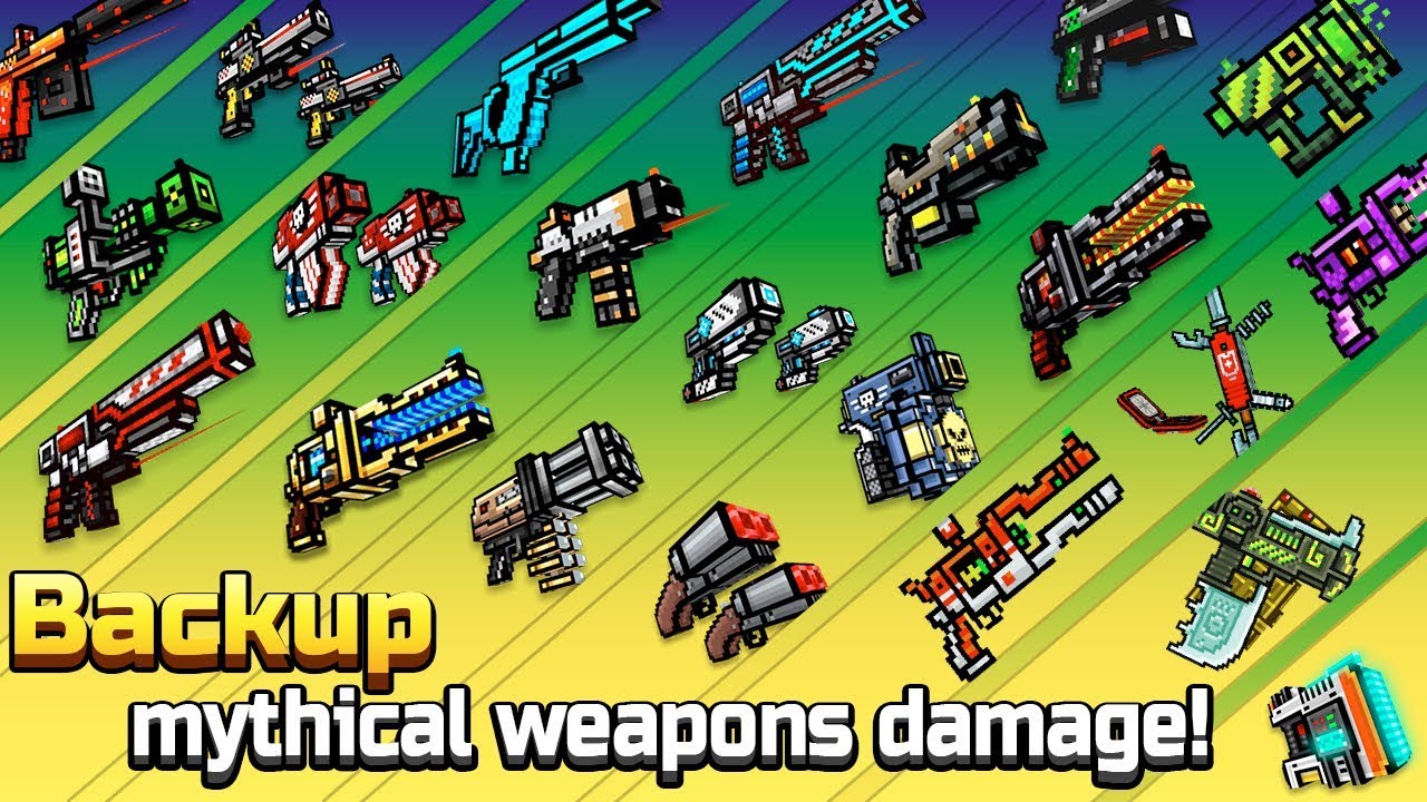 Pixel Gun 3D - Backup Mythical Weapons Shots Damage + Reloading Animations