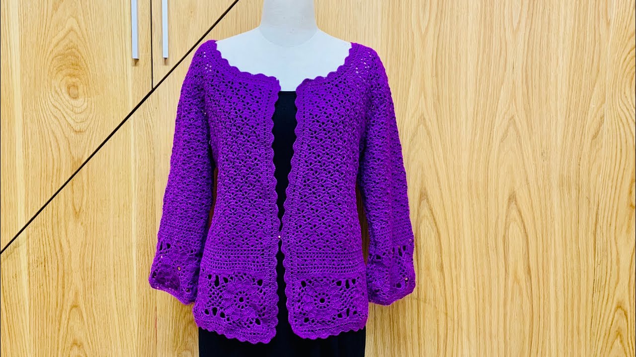 75a. . HƯỚNG DẪN MÓC ÁO KHOÁC CHO NGƯỜI LỚN TUỔI _ Phần 1_ Crochet coat