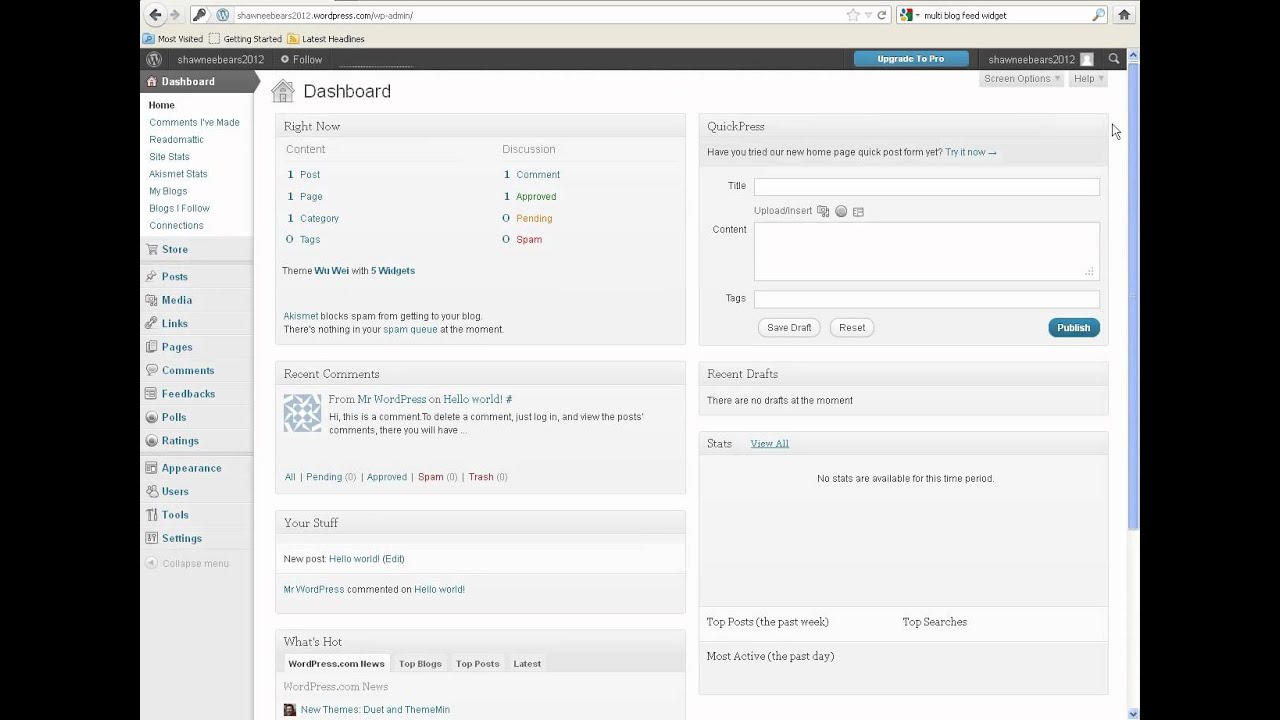 Introduction to the WordPress.com Blog Dashboard