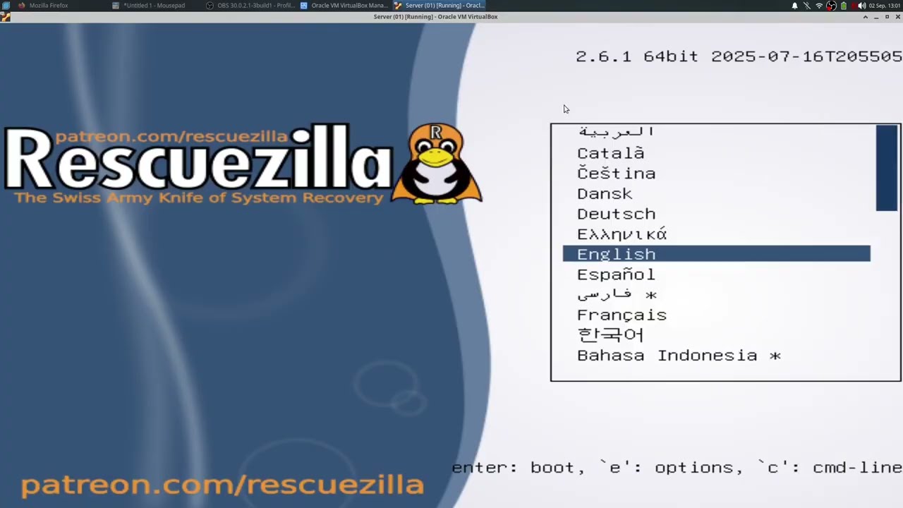 Backup OS with Rescuezilla + VirtualBox - Part 1