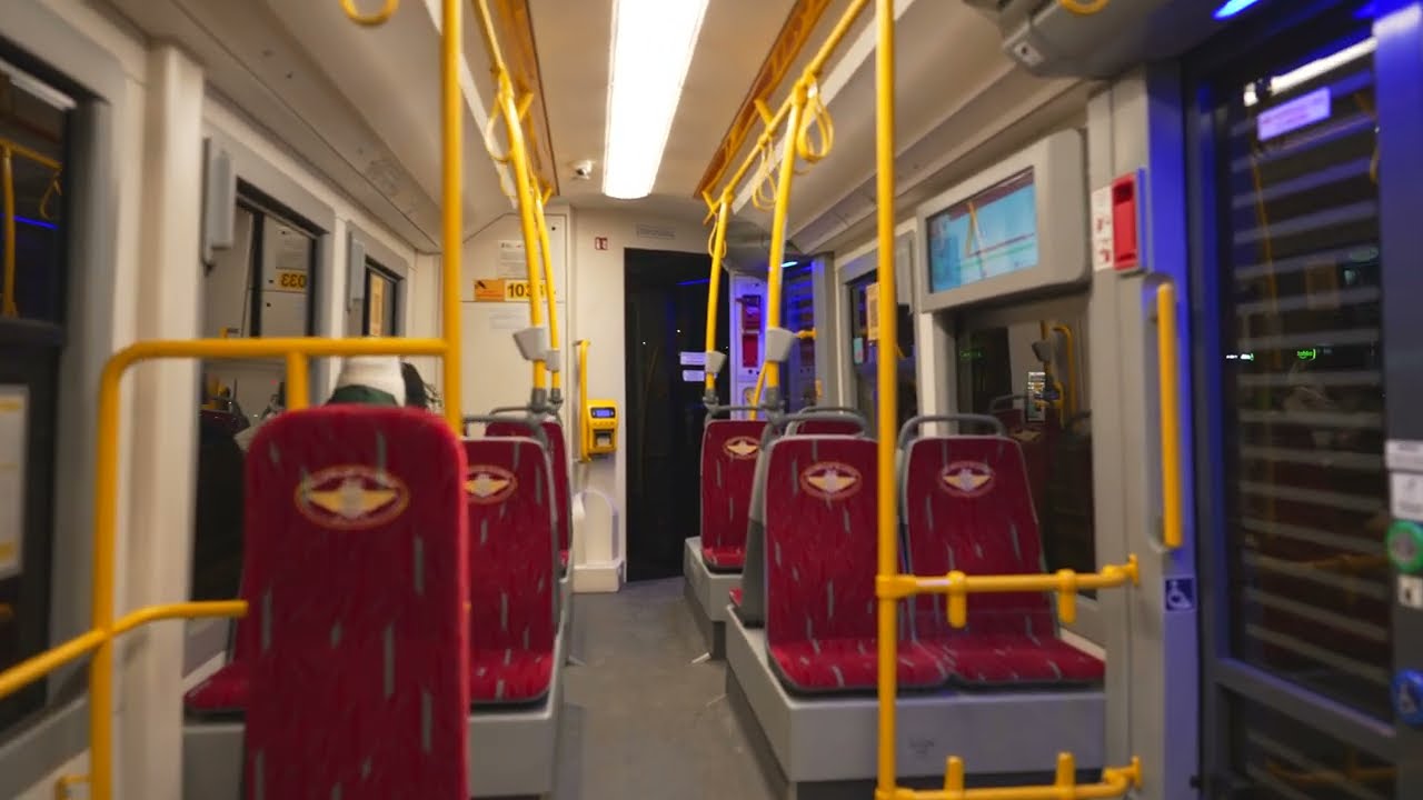 Poland, Katowice, night walk + tram 14 ride from Św. Jana to Damrota