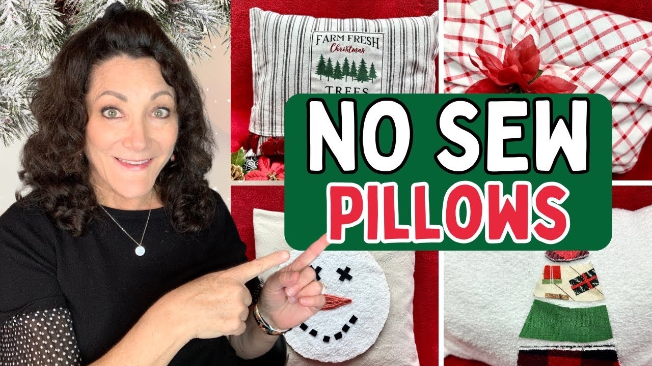 EASIEST “No Sew” Christmas DIY Decor Pillows