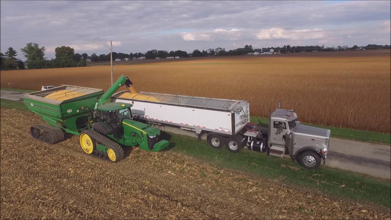 DRONE VIDEO SHELLING CORN KLEIN FAMILY FARMS LIBERTY, INDIANA OCT 3, 2016