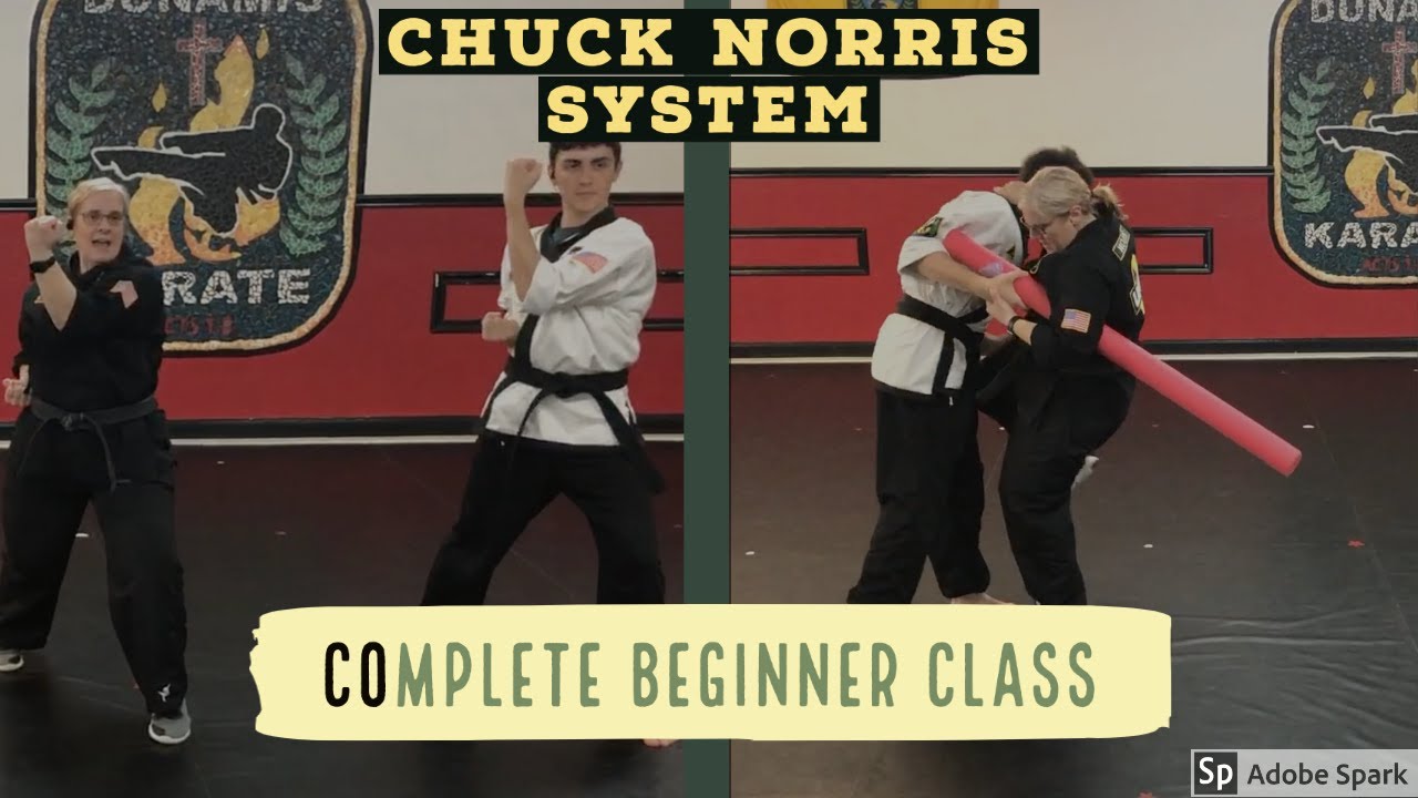 Complete Chuck Norris System Virtual Beginner Class working Traditional and Self-Defense Blocks