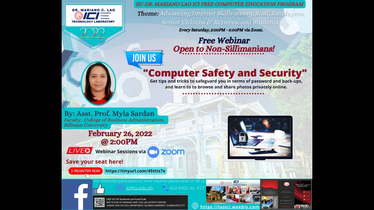 COMPUTER SAFETY AND SECURITY - SU-DR.  MARIANO LAO ICI FREE COMPUTER EDUCATION PROGRAM
