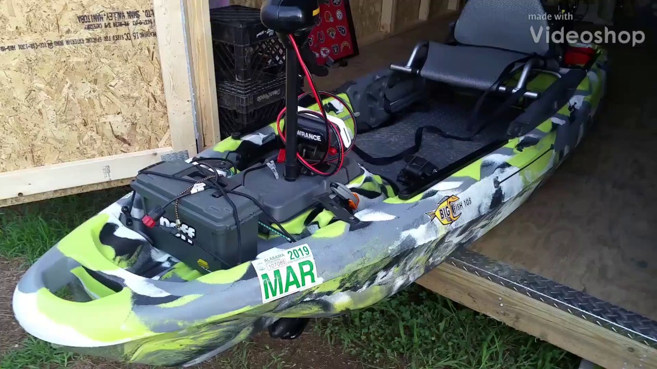 3 waters Big fish 105 Kayak overview, trolling motor, and speed test