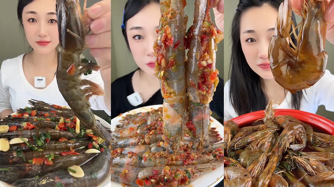 【Yummy】Thai shrimp+stuffed shrimp+choking shrimp🦐🧄🍋🌶#mukbang#asmr#Seafood