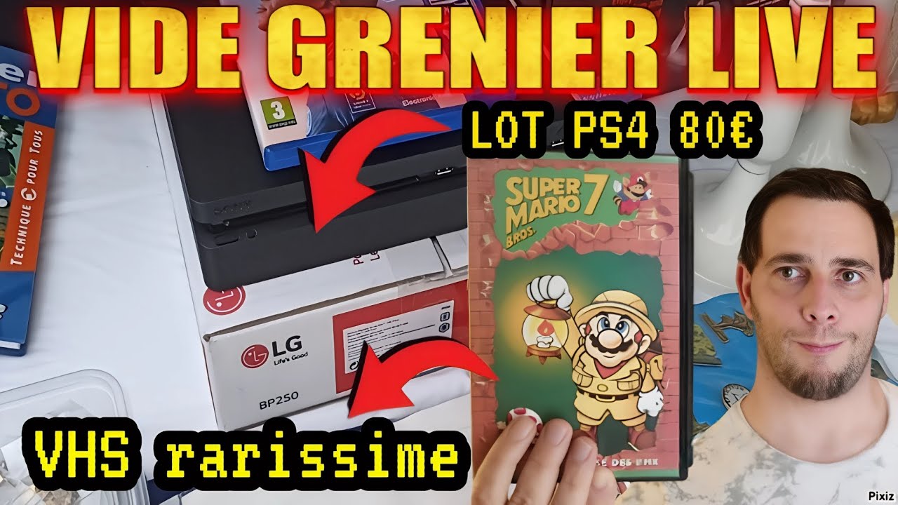 VIDE GRENIER LIVE - LOT PS4 A 80€ ET VHS MARIO RARISSIME