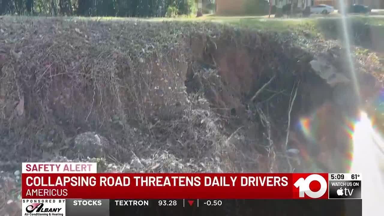 Americus residents warn collapsing roadway poses serious crash risk