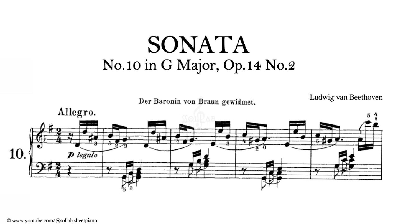 Beethoven – Sonata No.10 in G Major, Op.14 No.2 – I. Allegro | Piano Sheet Music