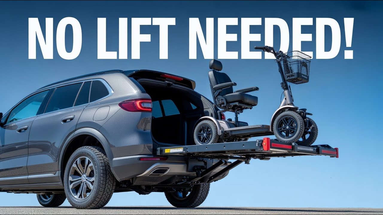 Hitch-Mounted Scooter Lift — 350 lb Electric Power Chair Carrier (Auto Jack, Folds Fast)