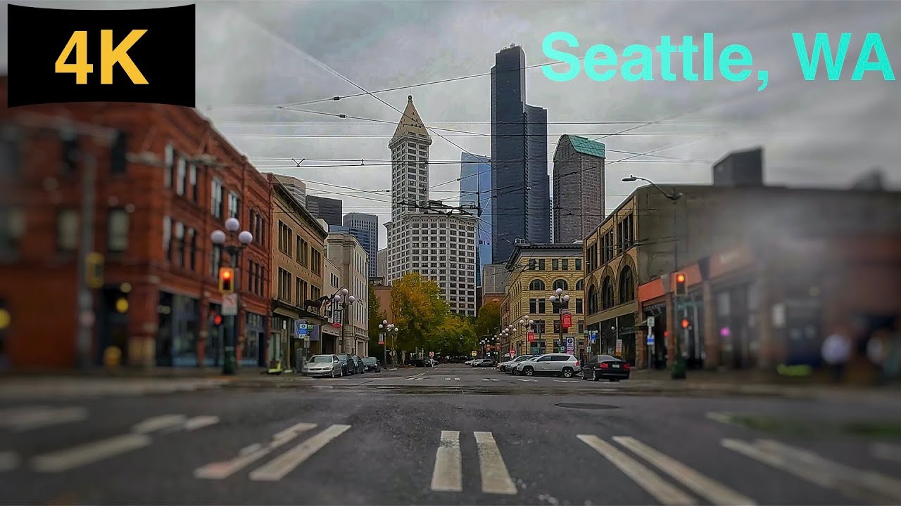 Downtown Seattle, WA Driving Tour on a Rainy Day in Fall 2023.