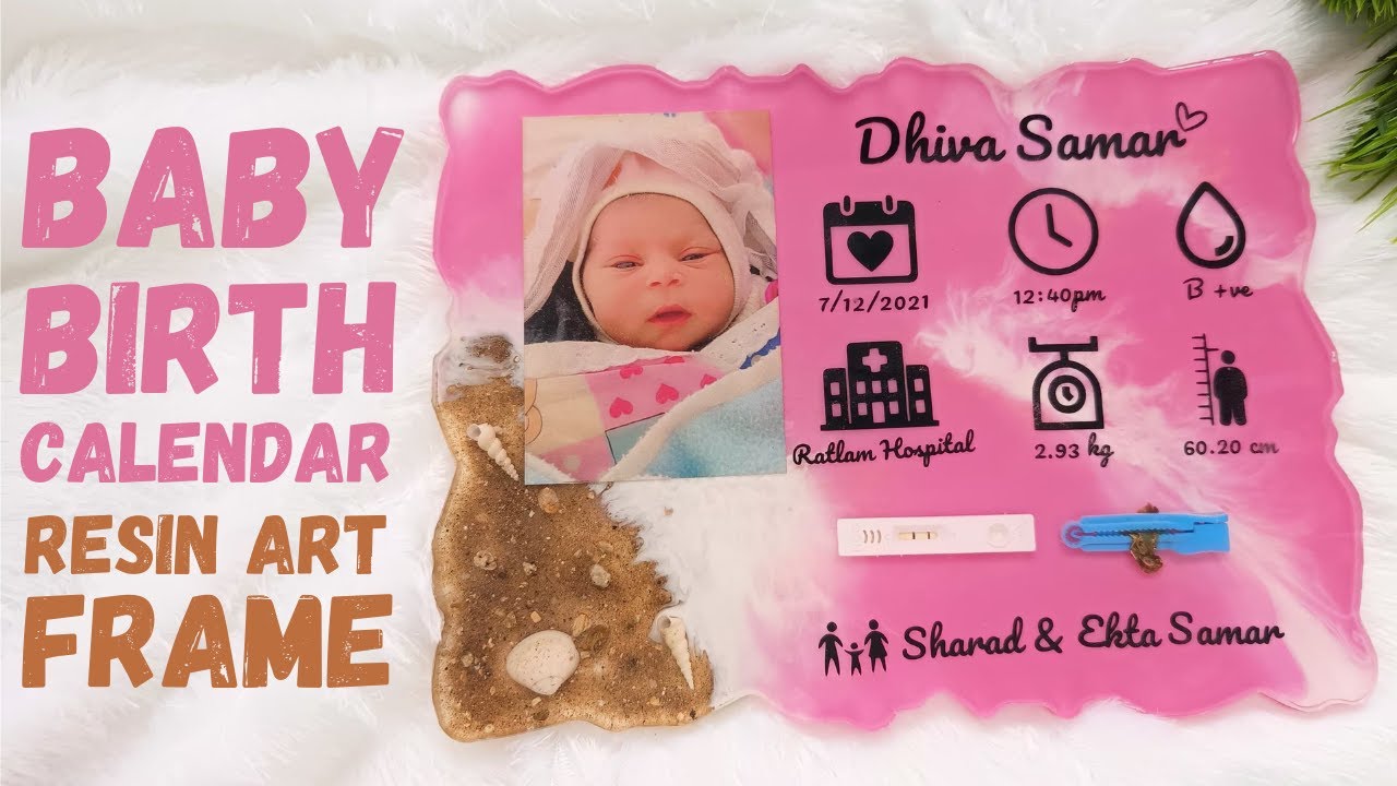 Baby Birth Calendar Resin Art Frame | Ocean Effect Photo Frame Tutorial | #epoxy #resinart