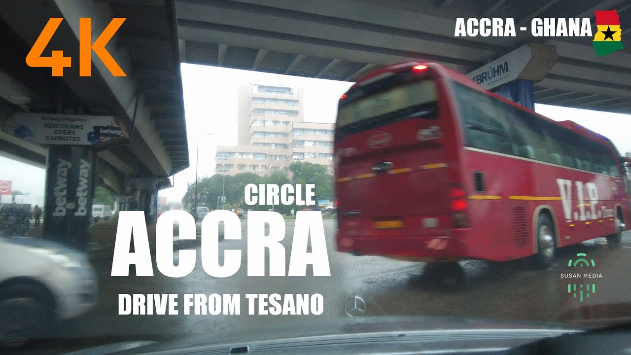 Kwame Nkrumah Circle Drive from Tesano Accra Ghana 4K UHD